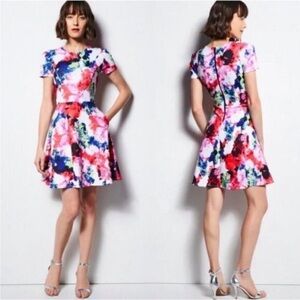 Milly Multi-Color Paint Splash Neoprene/Scuba Material Dress, 4